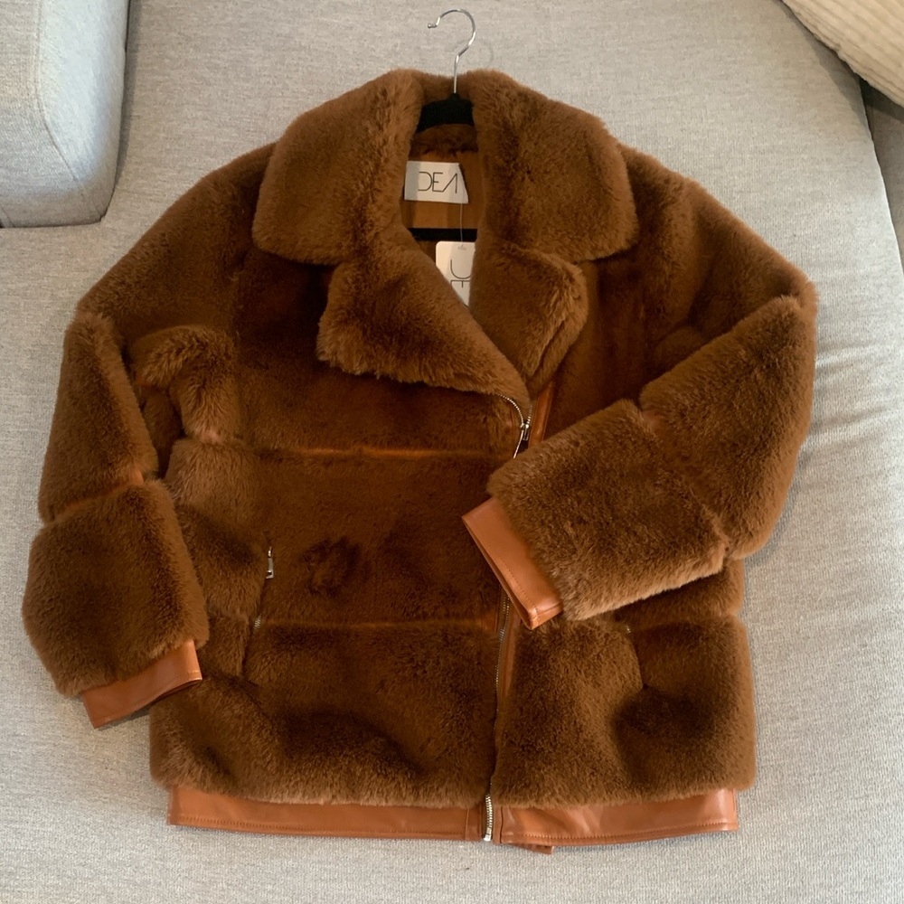 Luxurious Brown Faux Fur Jacket